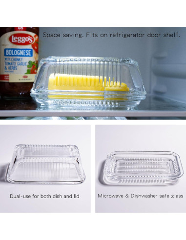 Plato de Mantequilla de Vidrio QIANCHANG con Tapa 17x10 cm