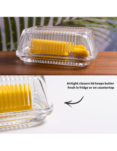 Plato de Mantequilla de Vidrio QIANCHANG con Tapa 17x10 cm