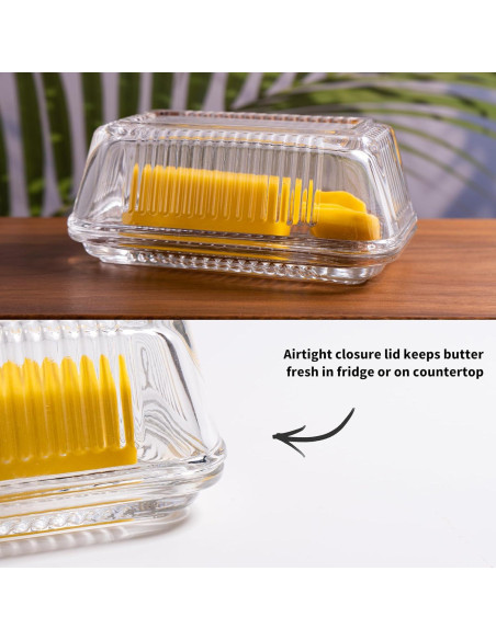 Plato de Mantequilla de Vidrio QIANCHANG con Tapa 17x10 cm