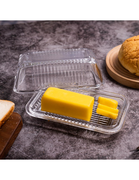 Plato de Mantequilla de Vidrio QIANCHANG con Tapa 17x10 cm