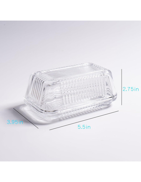 Plato de Mantequilla de Vidrio QIANCHANG con Tapa 17x10 cm
