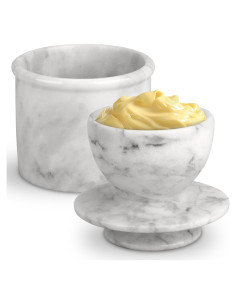 Crock de Mantequilla con Tapa TABHOUKIT Grande Blanco Gris
