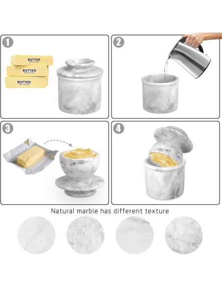 Crock de Mantequilla con Tapa TABHOUKIT Grande Blanco Gris