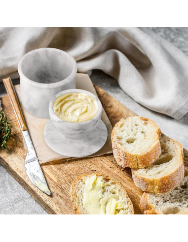 Crock de Mantequilla con Tapa TABHOUKIT Grande Blanco Gris