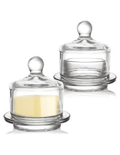 Platos de Mantequilla de Vidrio Dicunoy - 2 Piezas con Tapa
