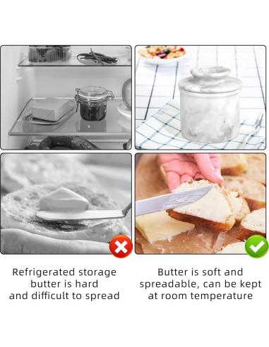 Crock de Mantequilla con Tapa TABHOUKIT Grande Blanco Gris