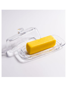 Plato de Mantequilla de Vidrio QIANCHANG con Tapa 20.07x9.02cm 2