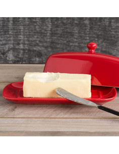 Plato de Mantequilla Rectangular Ahora Diseños Cerámica Rojo 20.3x11.4 cm 2