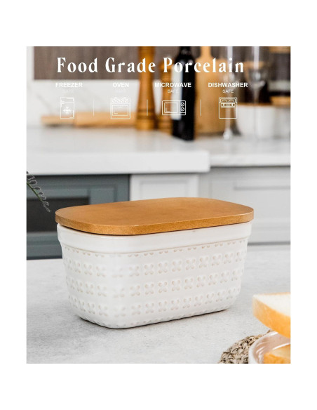 Plato de Mantequilla Cerámica Nucookery con Tapa de Madera