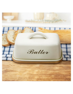 Plato de Mantequilla Plexon con Tapa de Acero y Bambú