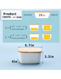 Plato de Mantequilla de Porcelana HAOTOP Blanco para 4 Barras 2