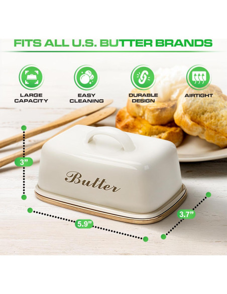 Plato de Mantequilla Plexon con Tapa de Acero y Bambú