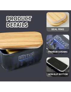 Plato de Mantequilla KOOV con Tapa de Roble 16.26x9.40cm 2