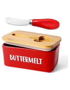 Plato para Mantequilla Cerámica ButterMelt 16x9x7cm Rojo