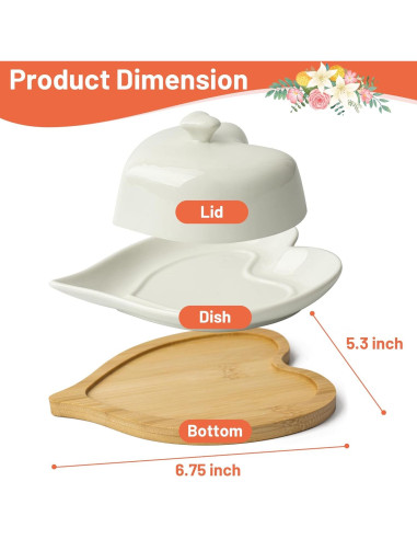 Plato para Mantequilla con Tapa y Cuchillo Dormercy - Cerámica y Bambú