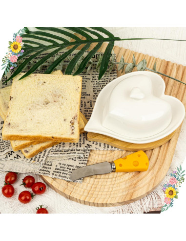 Plato para Mantequilla con Tapa y Cuchillo Dormercy - Cerámica y Bambú