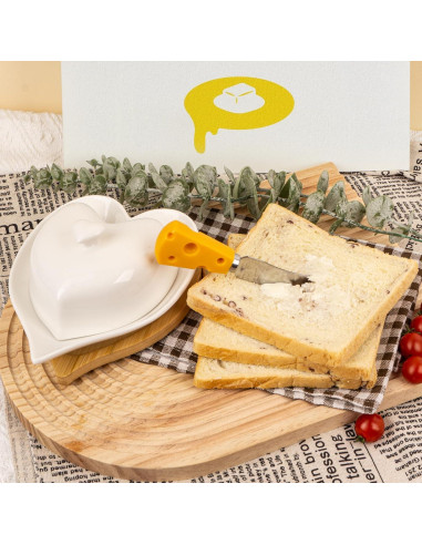 Plato para Mantequilla con Tapa y Cuchillo Dormercy - Cerámica y Bambú