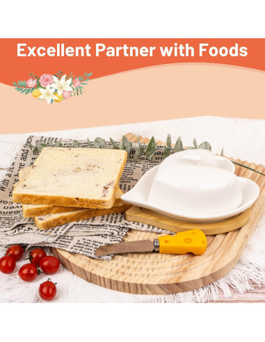 Plato para Mantequilla con Tapa y Cuchillo Dormercy - Cerámica y Bambú