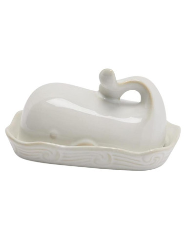 Plato de Mantequilla Cerámica de Piedra Creative Co-Op Ballena