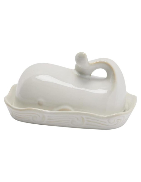 Plato de Mantequilla Cerámica de Piedra Creative Co-Op Ballena