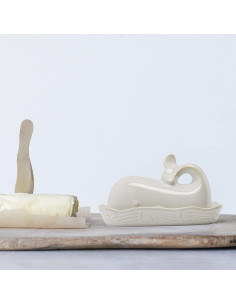 Plato de Mantequilla Cerámica de Piedra Creative Co-Op Ballena 2