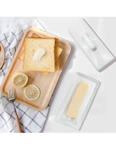 Plato de Mantequilla Gute con Tapa de Cerámica Blanco 18.8x8.9cm 2