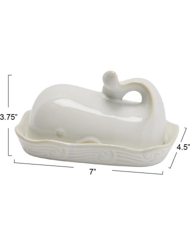 Plato de Mantequilla Cerámica de Piedra Creative Co-Op Ballena