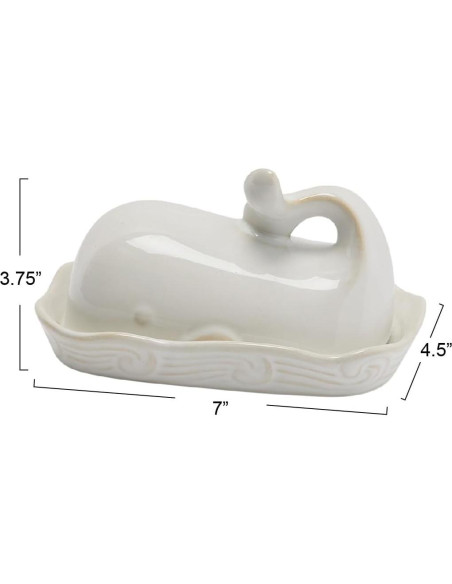 Plato de Mantequilla Cerámica de Piedra Creative Co-Op Ballena