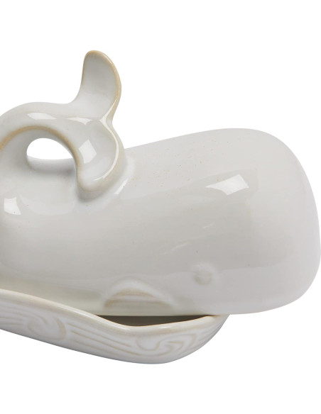 Plato de Mantequilla Cerámica de Piedra Creative Co-Op Ballena