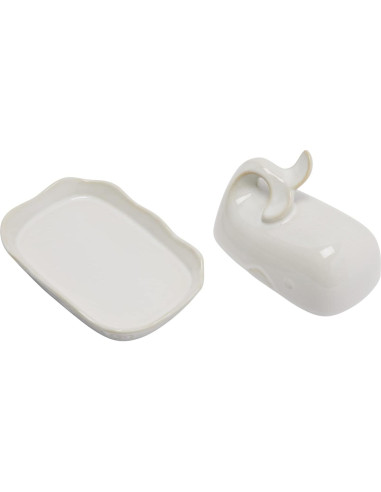 Plato de Mantequilla Cerámica de Piedra Creative Co-Op Ballena