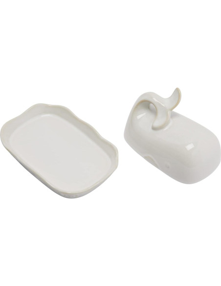 Plato de Mantequilla Cerámica de Piedra Creative Co-Op Ballena