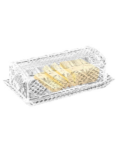 Plato de Mantequilla de Cristal Bezrat con Tapa 17.78x9.53cm