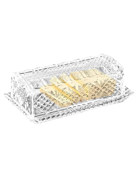 Plato de Mantequilla de Cristal Bezrat con Tapa 17.78x9.53cm