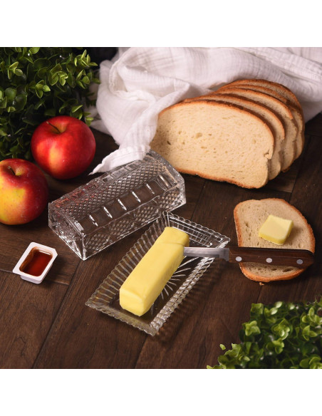 Plato de Mantequilla de Cristal Bezrat con Tapa 17.78x9.53cm