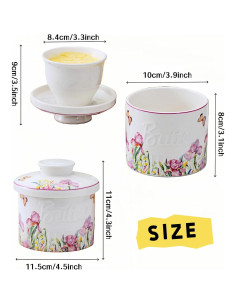 Crock de Mantequilla Cerámica HAN SHENG con Tapa Floral 2