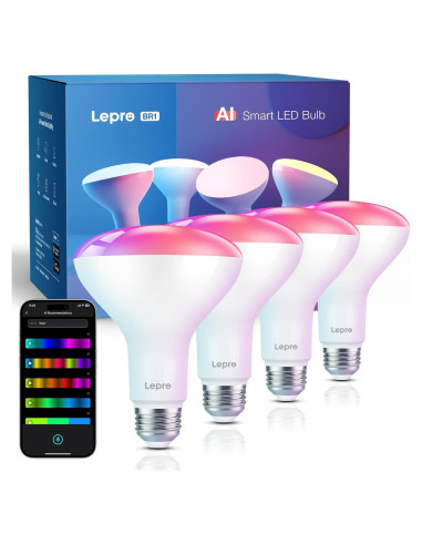 Bombillas LED Inteligentes Lepro BR1 RGBWW 8W Paquete de 4