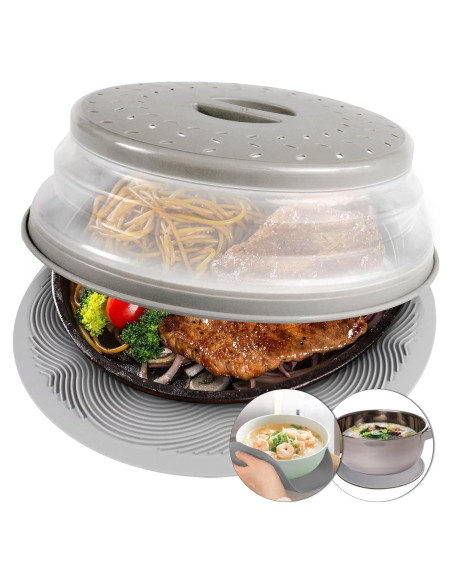 Aidacom Tapete y Cubierta de Microondas Multiusos 26.67 cm Gris