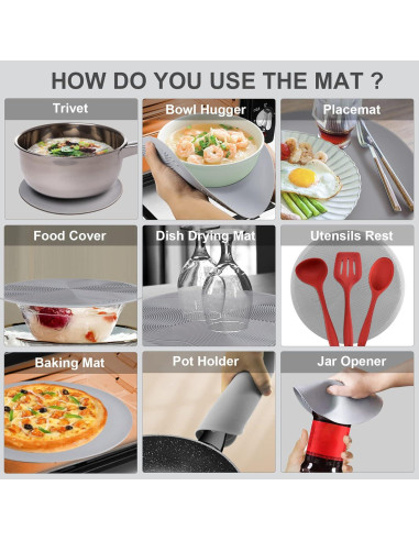 Aidacom Tapete y Cubierta de Microondas Multiusos 26.67 cm Gris