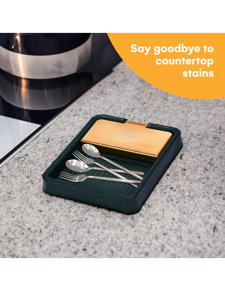 Soporte para Cucharas y Tapas Noa Store - Organizador Compacto 15.7x18.3 cm - Verde Dorado