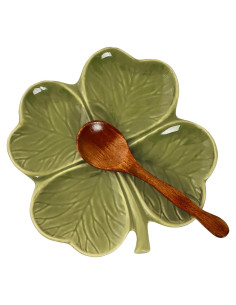 Soporte de Cuchara de Cerámica Dneuoir Trébol Verde 16x16.5cm