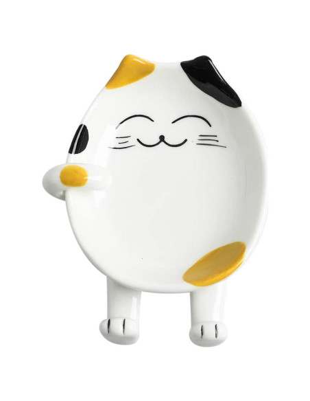Soporte para cuchara de cerámica Wuhhaoafu gato amarillo 13x10.4cm