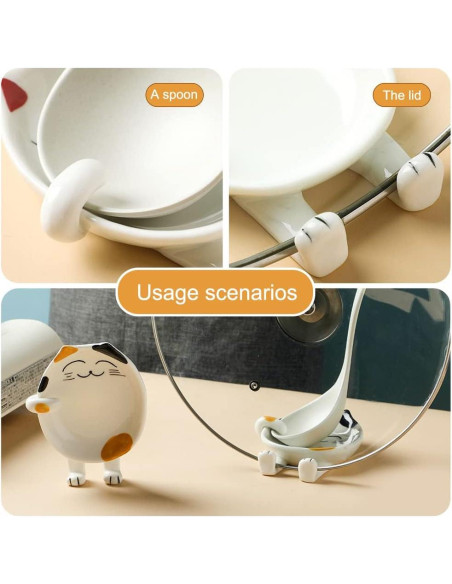 Soporte para cuchara de cerámica Wuhhaoafu gato amarillo 13x10.4cm