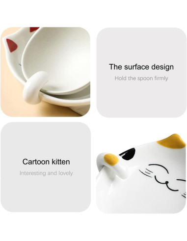 Soporte para cuchara de cerámica Wuhhaoafu gato amarillo 13x10.4cm