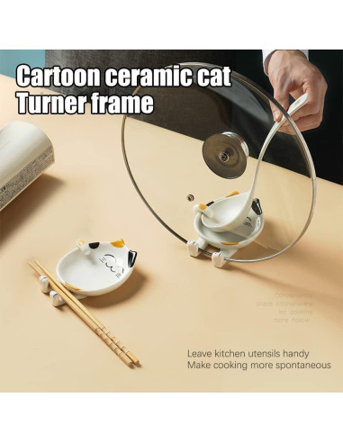 Soporte para cuchara de cerámica Wuhhaoafu gato amarillo 13x10.4cm