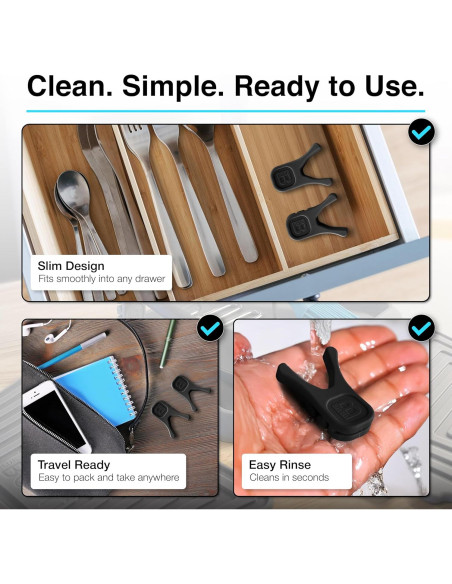 Soporte para Cuchara de Silicona Blue Bosti 2PK Negro