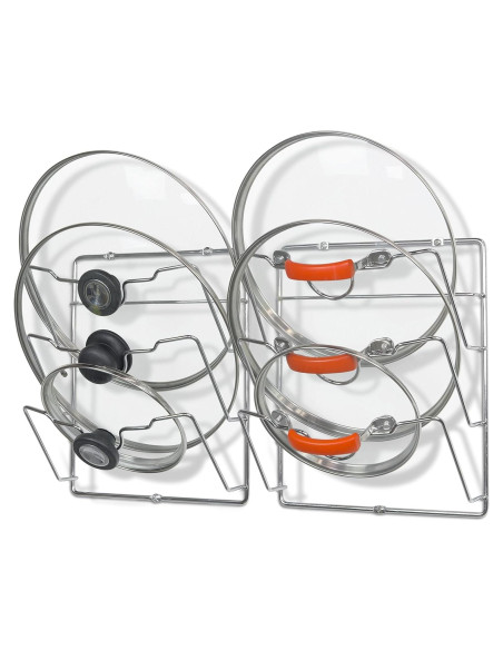 Organizador de tapas de olla Simple Houseware, Cromo, 2 estantes Organizador de tapas de olla Simple Houseware, Cromo, 2 estantes