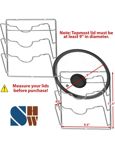 Organizador de tapas de olla Simple Houseware, Cromo, 2 estantes