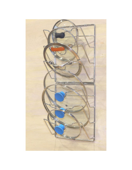 Organizador de tapas de olla Simple Houseware, Cromo, 2 estantes Organizador de tapas de olla Simple Houseware, Cromo, 2 estantes