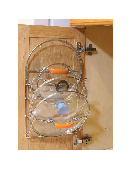Organizador de tapas de olla Simple Houseware, Cromo, 2 estantes Organizador de tapas de olla Simple Houseware, Cromo, 2 estantes