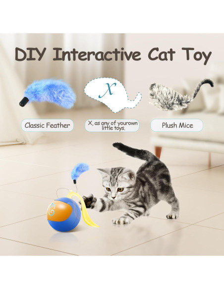 Juguete Interactivo para Gatos Migipaws Bola Rodante Azul